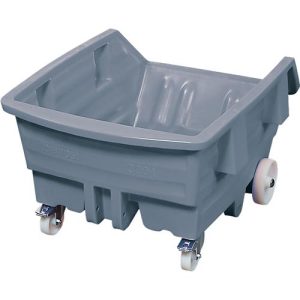 Kippwagen, Polyethylen, grau, B 960 x T 1440 x H 825 mm, 500 l, Schüttkanthöhe 460 mm, bis 150 kg