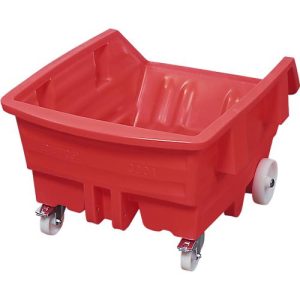 Kippwagen, Polyethylen, rot, B 920 x T 1320 x H 625 mm, 300 l, Schüttkanthöhe 405 mm, bis 150 kg