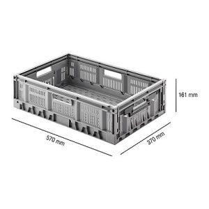 Klappbox, recycelbar & stapelbar, Traglast 20 kg, 600 x 400 x 170 mm, grau