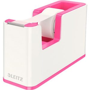 Klebefilmabroller Leitz WOW, Tischabroller, weiß/pink