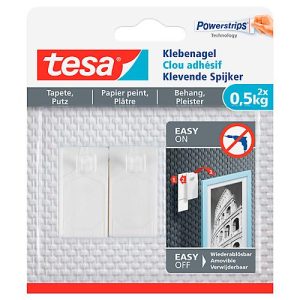Klebenagel tesa®, für Tapete & Putz, Haftkraft bis 0,5 kg, ablösbar, 2 Stück