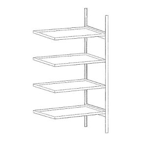 Kleingebinderegal BAUER S 3020-4E, Anbauregal, B 1000 x T 600 x H 2000 mm, 4 Auffangwannen