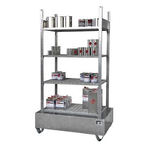 Kleingebinderegal BAUER S 3021-4E, Grundregal, B 1200 x T 800 x H 2105 mm, 4 Gitterrostböden + 1 Auffangwanne