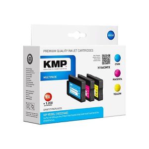 KMP MULTIPACK H166CMYX – 3er-Pack – Hohe Ergiebigkeit – Gelb, Cyan, Magenta – Tintenpatrone (Alternative zu: HP 953XL, HP F6U18AE, HP F6U16AE, HP F6U17AE)