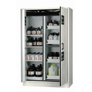 Kombi-Sicherheitsschrank Typ 30 asecos K-PHOENIX-30, Flügel- und Falttüren mit Türfeststellanlage, Front Lichtgrau, B 1202 x T 598 x H 1968 mm