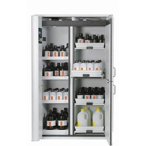 Kombi-Sicherheitsschrank Typ 90 asecos K-PHOENIX-90, Flügel- und Falttüren mit Türfeststellanlage, Front Lichtgrau, B 1197 x T 617 x H 1969 mm
