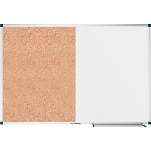 Kombiboard Legamaster UNITE, Pinboard & Whiteboard, B 900 x T 12,6 x H 600 mm, lackierter Stahl & Naturkork, weiß & braun