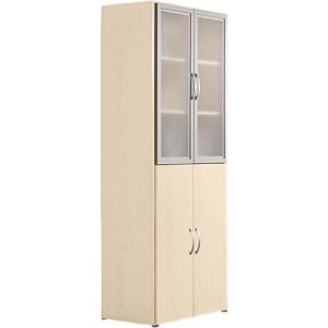 Kombischrank PALENQUE, 6 OH, Holz-/Glastüren, B 800 x T 420 x H 2160 mm, Ahorn