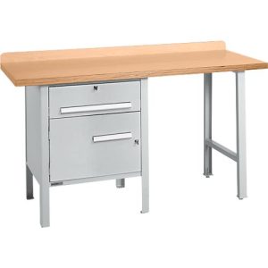 Kombiwerkbank Schäfer Shop Select PWi 150-2, Buche Multiplexplatte, bis 750 kg, B 1500 x T 700 x H 840 mm, Weißaluminium