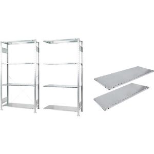 Komplettangebot Grundregal + Anbauregal, inkl. 10 MULTIplus150 Fachböden, H 2000 x B 2000 x T 500 mm, Stahl, verzinkt