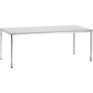 Konferenztisch, bis 6 Personen, Rechteck, 4-Fuß Quadratrohr, B 2000 x T 800 x H 720 mm, lichtgrau/chromsilber