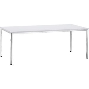 Konferenztisch, bis 6 Personen, Rechteck, 4-Fuß Quadratrohr, B 2000 x T 800 x H 720 mm, weiß/chromsilber