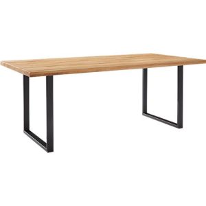 Konferenztisch FRED, Rechteck, Bügelfuß, B 1800 x H 750 mm, Wildeiche massiv/schwarz