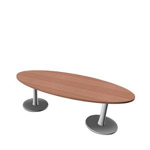 Konferenztisch X-Time Work, bis 8 Personen, Oval, Tellerfuß, B 2400 x H 740 mm, Nuss Canaletto/weiß