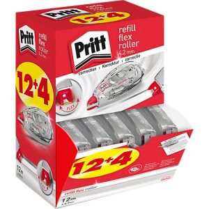Korrekturroller Pritt Refill Flex, mit Nachfüller, L 12 m x B 4,2 mm, 16er-Multipack