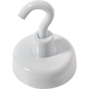 Kraftmagnet mit Haken, Ø 25 mm, Haftkraft ca. 4 kg, weiß, 5 Stück