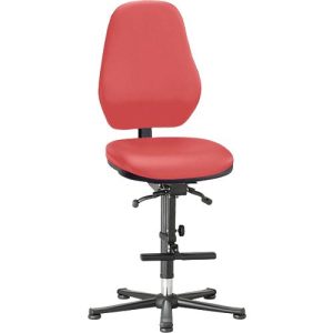 Labordrehstuhl Basic, Gleiter, mit Aufstiegshilfe, Kunstleder, Stamskin Top rot