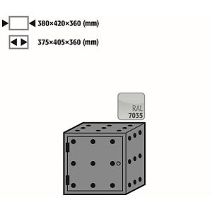 Lagerbox für asecos Sicherheitsschränke der Q30, Q90 und S90 Serie, Stahlblech, lichtgrau, B 380 x T 420 x H 360 mm, Türanschlag links