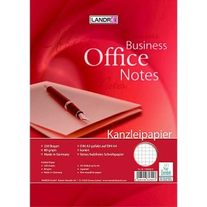 LANDRÉ Kanzleipapier Office, 250 Doppelbögen, DIN A3/A4 gefalzt, 80 g/m², kariert, ohne Rand, rot