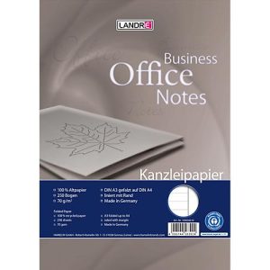 LANDRÉ Kanzleipapier Recycling, 250 Doppelbögen, DIN A3/A4 gefalzt, 70 g/m², liniert, Rand rechts, blau/grau
