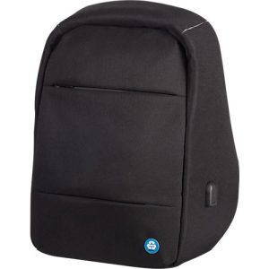 Laptop Rucksack LIGHTPAK®, für 1 Notebook bis 15,6′ & 1 Tablet, Hauptfach & Reißverschlussfach, USB-Ladeport, Sicherheitsfach, Recycling-PET, schwarz