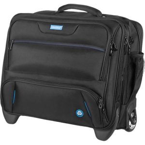 Laptoptrolley LIGHTPAK®, für 1 Notebook bis 17′, Hauptfach & 3 Reißverschlussfächer, Netztasche, Laufrollen, Recycling-PET, schwarz