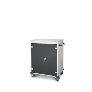 Laptopwagen mit Ladefunktion, 2-Punkt-Verriegelung, Feststellbremse, 16 Fächer, B 920 x T 500 x H 1060, anthrazit