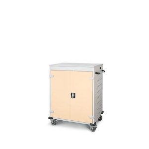 Laptopwagen mit Ladefunktion, 2-Punkt-Verriegelung, Feststellbremse, 16 Fächer, B 920 x T 500 x H 1060, hellelfenbein