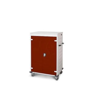 Laptopwagen mit Ladefunktion, 2-Punkt-Verriegelung, Feststellbremse, 20 Fächer, B 920 x T 500 x H 1250, braun