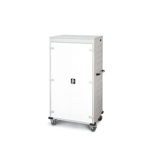 Laptopwagen mit Ladefunktion, 2-Punkt-Verriegelung, Feststellbremse, 26 Fächer, B 920 x T 500 x H 1540, weiß