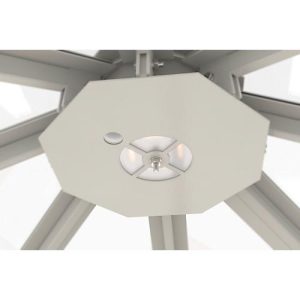 LED-Beleuchtung für Achteck-Raucherpavillon Modell Paris, Lichtfarbe neutralweiß, 11 W, IP65, Platte grauweiß RAL 9002