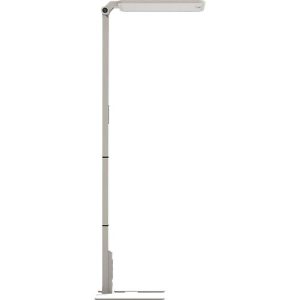 LED Stehleuchte STARIS, 80 W, 10070 lm, 3000 – 6000 K, dimmbar, direkt/indirekt leuchtend, für Bildschirmarbeitsplätze, Tageslichtsensor, 3 Steckdosen, silber