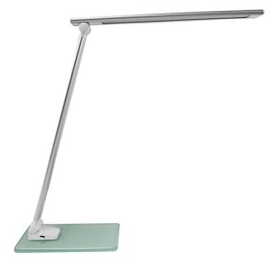 LED-Tischleuchte UNILUX Popy, 5 W, 500 lm, 3000-6000 K, 3 Leuchtstärken, dimmbar, faltbar, silber-weiß