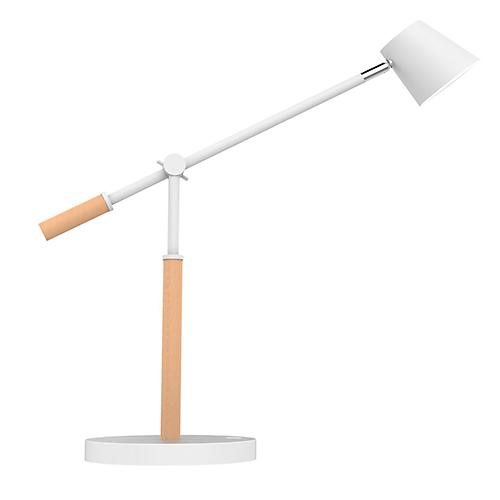 LED-Tischleuchte UNILUX VICKY, 9 W, 900 lm, 3000 K, 3 Leuchtstärken, dimmbar, USB-Ladefunktion, Buchenholz & Stahl, weiß-buche