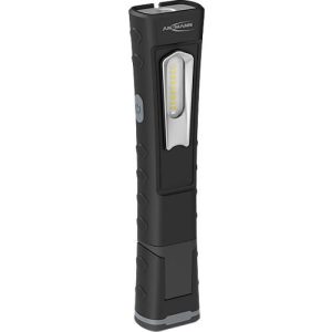 LED-Werkstattleuchte Ansmann WL1000R, 1000 lm (Hauptleuchte), 180 lm (Knopfleuchte), bis zu 46 h, B 57,5 × T 37,5 × H 256 mm, Kunststoff, schwarz