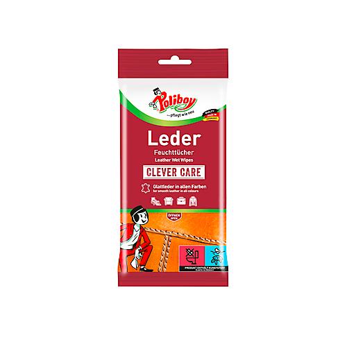 Leder-Feuchttücher POLIBOY, reinigend & pflegend, farbauffrischend, hautverträglich, PEFC, 20 Stück