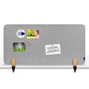 Legamaster Akustik-Tischtrennwand Elements, PET-Kern, Stoffoberfläche pinnbar, inkl. 2 Tischklemmen, B 1200 x H 600 x T 21 mm, quiet grey