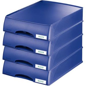 LEITZ® Ablagekorb Plus, DIN A4, Kunststoff, 4 Stück, blau