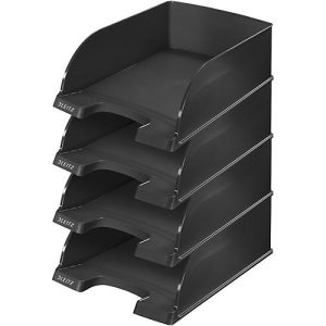 LEITZ® Ablagekorb Plus Jumbo 5233, DIN A4, 4 Stück, schwarz
