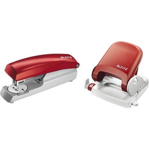 LEITZ® Bürolocher 5005 + Heftgerät 5500 SET, rot