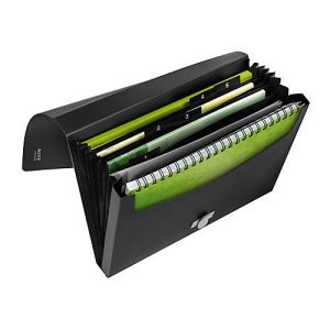 Leitz® Dokumentenmappe Recycle, A4, bis 250 Blatt, 5 Fächer & Ablagefach, blickdicht, 100 % recycelbar, Blauer Engel, Kunststoff, schwarz