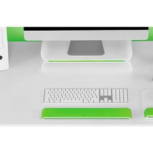 Leitz® Ergo WOW Handgelenkauflage für Tastauren, ergonomisch, 2-stufig höhenverstellbar, L 437 x B 71 x H 21 mm, weiß/grün