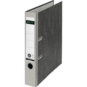LEITZ® Ordner 1050, DIN A4, Rückenbreite 52 mm, Griffloch, geklebtes Rückenschild, Hartpappe, 20 Stück, grau
