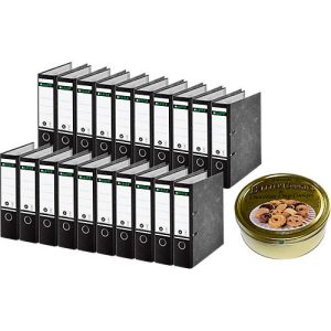 LEITZ® Ordner 1080, DIN A4, 80 mm, schwarz + gratis 1 Dose Buttercookies