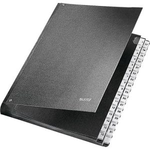 LEITZ® Pultordner, für DIN A4, numerisch, 31 Fächer, Graupappe, schwarz
