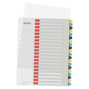 Leitz® Register Cosy, A4 Überbreite, beschreibbar, Universalllochung, austauschbares Deckblatt, Polypropylen, farbige Taben 1-20