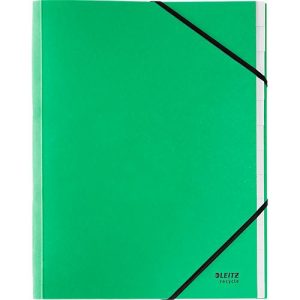 Leitz® Sammelmappe Recycle, A4, 12 Fächer mit Blanko-Taben, Inhaltsverzeichnis, Gummibandverschluss, 100 % recycelbar, Karton, grün