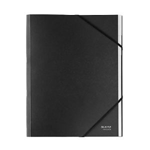 Leitz® Sammelmappe Recycle, A4, 6 Fächer mit Blanko-Taben, Inhaltsverzeichnis, Gummibandverschluss, 100 % recycelbar, Karton, schwarz