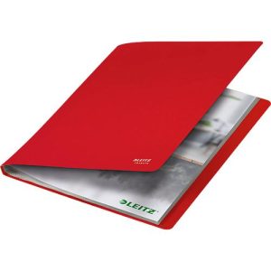 Leitz® Sichtbuch Recycle, A4, 40 dokumentenechte Sichthüllen, bis zu 2 Blatt/Hülle, Rückenschild, 100 % recycelbar, Kunststoff, rot