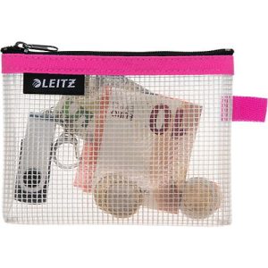 Leitz WOW Traveller Zip-Beutel, wasserabweisend, durchsichtiges Material, Größe S, pink